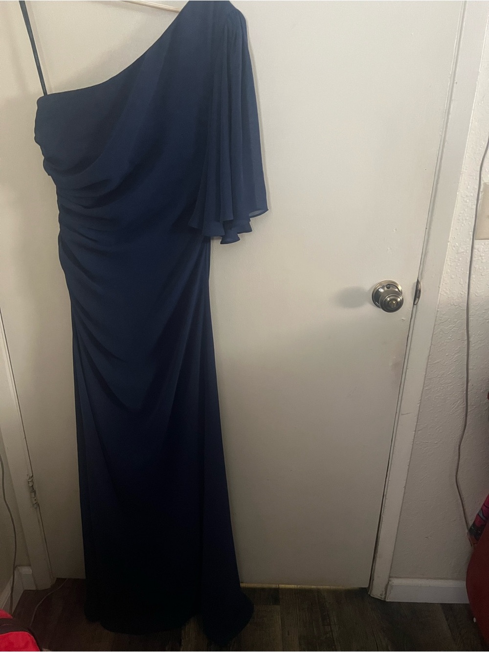 Calvin Klein One-Shoulder Navy Evening Dress